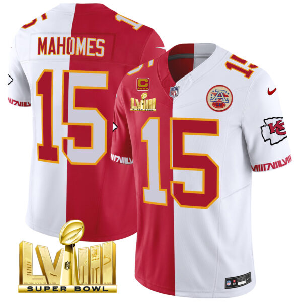 Men's Chiefs Super Bowl LVIII Pattern Gold Vapor Jersey - All Stitched - Image 29