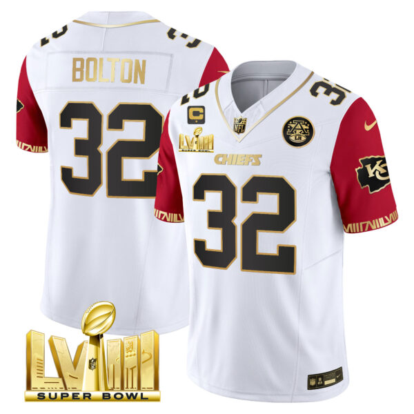 Men's Chiefs Super Bowl LVIII Pattern Gold Vapor Jersey - All Stitched - Image 41