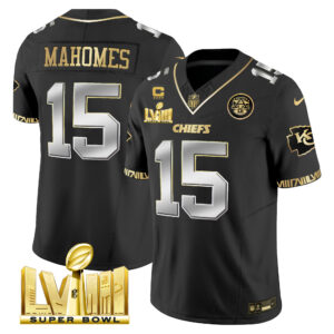 Men's Chiefs Super Bowl LVIII Pattern Gold Vapor Jersey - All Stitched
