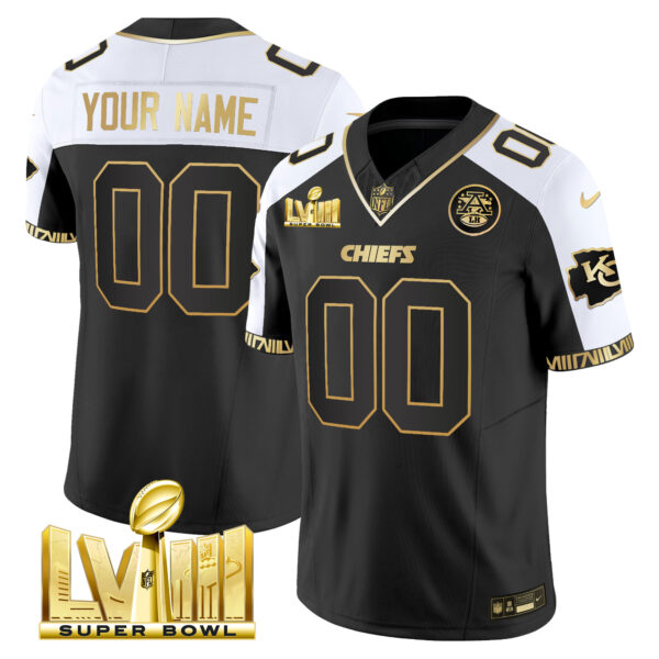 Chiefs Super Bowl LVIII Pattern Gold Vapor Custom Jersey - All Stitched - Image 4