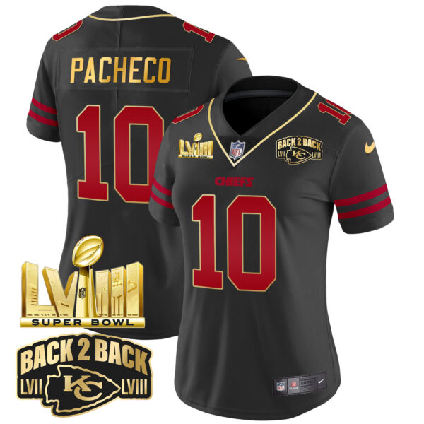 Women's Chiefs Super Bowl LVIII & Back 2 Back Gold Patch Vapor Jersey - All Stitched - Image 36