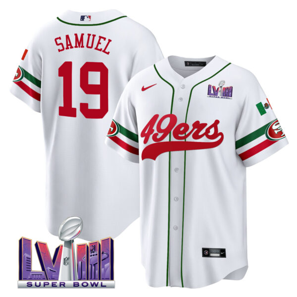 Men's 49ers Mexico Super Bowl LVIII Patch Baseball Jersey - All Stitched - Image 2