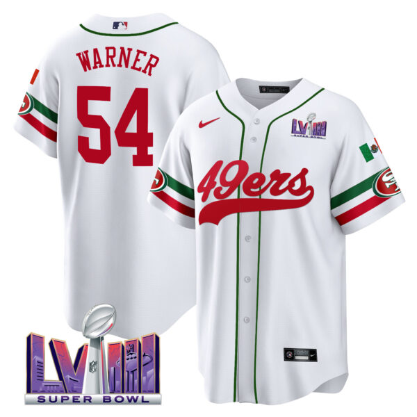 Men's 49ers Mexico Super Bowl LVIII Patch Baseball Jersey - All Stitched - Image 5