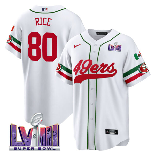 Men's 49ers Mexico Super Bowl LVIII Patch Baseball Jersey - All Stitched - Image 6