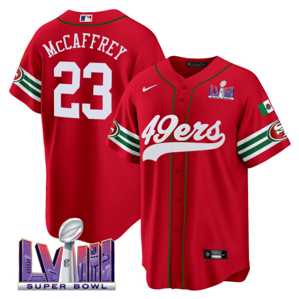 Men's 49ers Mexico Super Bowl LVIII Patch Baseball Jersey - All Stitched - Image 21
