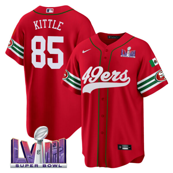 Men's 49ers Mexico Super Bowl LVIII Patch Baseball Jersey - All Stitched - Image 24