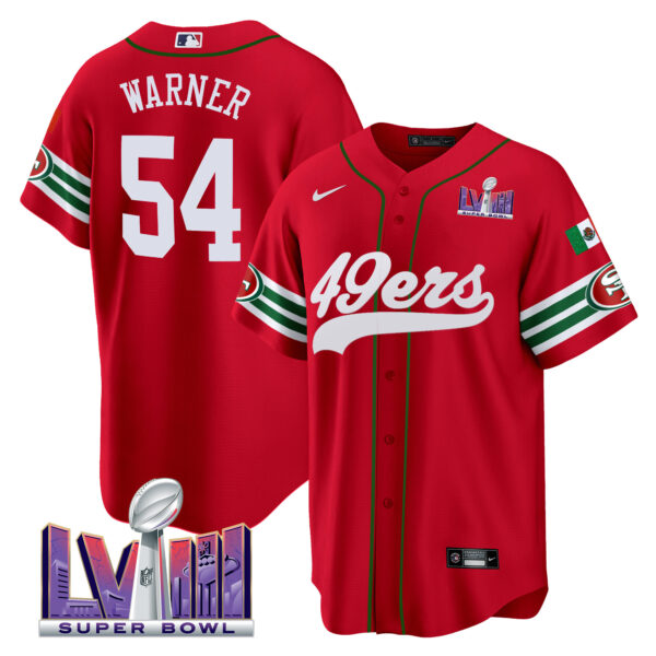 Men's 49ers Mexico Super Bowl LVIII Patch Baseball Jersey - All Stitched - Image 25