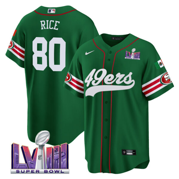 Men's 49ers Mexico Super Bowl LVIII Patch Baseball Jersey - All Stitched - Image 36