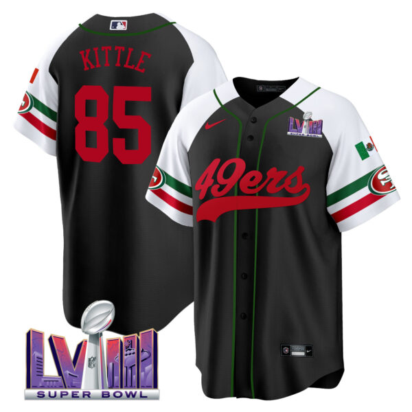 Men's 49ers Mexico Super Bowl LVIII Patch Baseball Jersey - All Stitched - Image 44