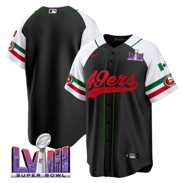 Men's 49ers Mexico Super Bowl LVIII Patch Baseball Jersey - All Stitched - Image 50