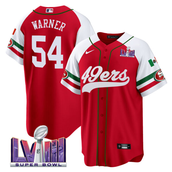 Men's 49ers Mexico Super Bowl LVIII Patch Baseball Jersey - All Stitched - Image 55