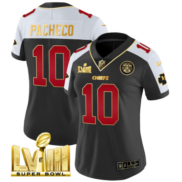 Women's Chiefs Super Bowl LVIII Gold Patch Vapor Jersey - All Stitched - Image 4