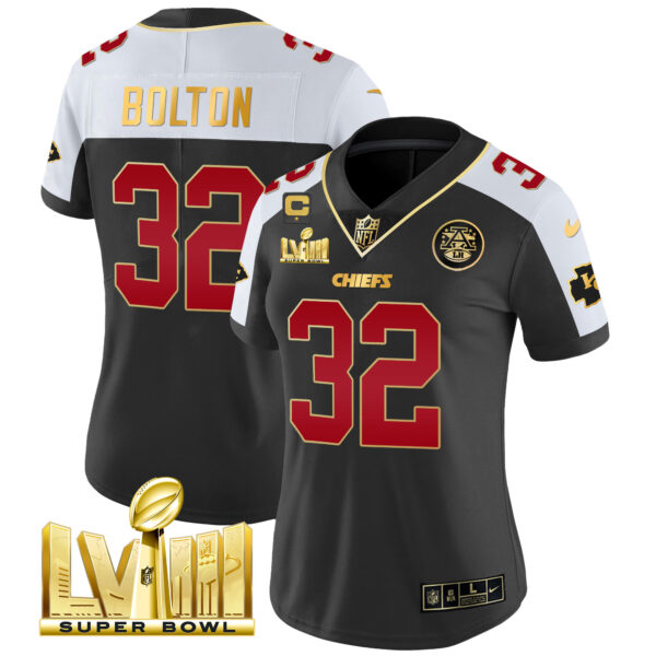 Women's Chiefs Super Bowl LVIII Gold Patch Vapor Jersey - All Stitched - Image 6