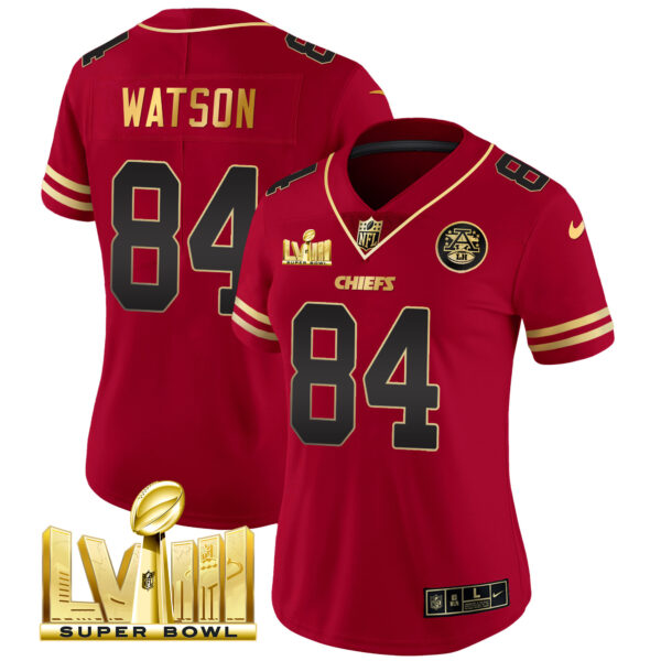 Women's Chiefs Super Bowl LVIII Gold Patch Vapor Jersey - All Stitched - Image 12