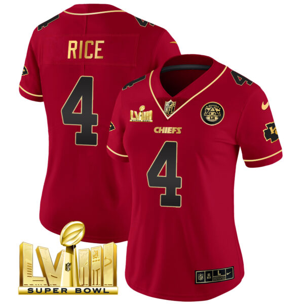 Women's Chiefs Super Bowl LVIII Gold Patch Vapor Jersey - All Stitched - Image 21