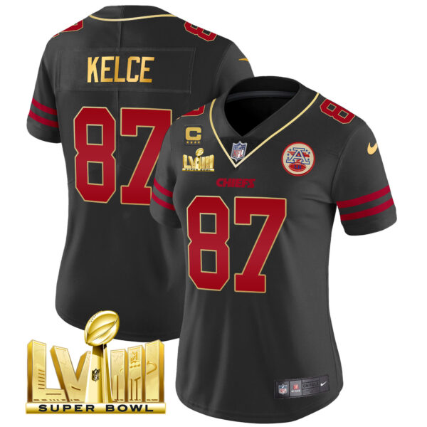 Women's Chiefs Super Bowl LVIII Gold Patch Vapor Jersey - All Stitched - Image 23