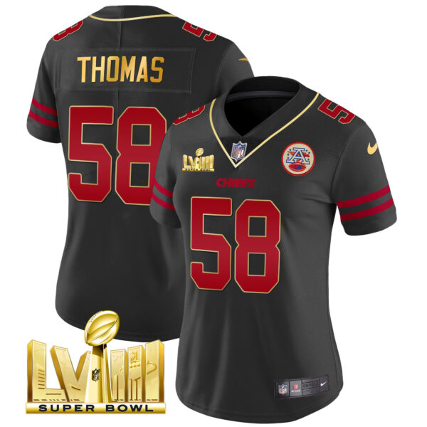 Women's Chiefs Super Bowl LVIII Gold Patch Vapor Jersey - All Stitched - Image 24