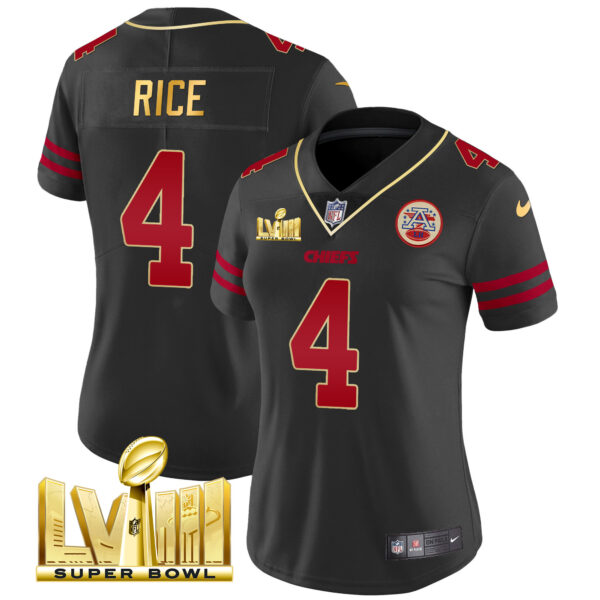 Women's Chiefs Super Bowl LVIII Gold Patch Vapor Jersey - All Stitched - Image 28
