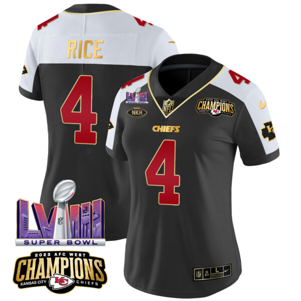 Women's Chiefs AFC West Champions & Super Bowl LVIII Patch Vapor Jersey - All Stitched - Image 7