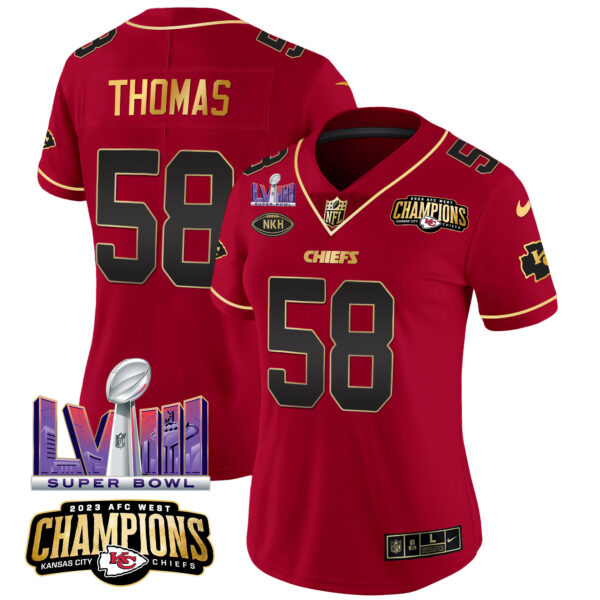 Women's Chiefs AFC West Champions & Super Bowl LVIII Patch Vapor Jersey - All Stitched - Image 24