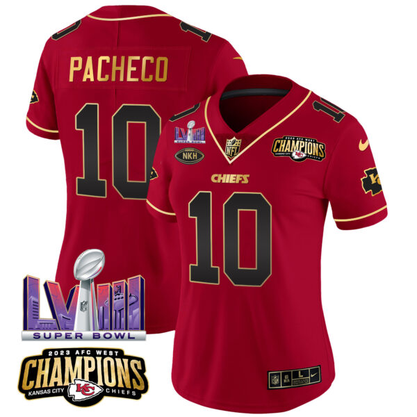 Women's Chiefs AFC West Champions & Super Bowl LVIII Patch Vapor Jersey - All Stitched - Image 25