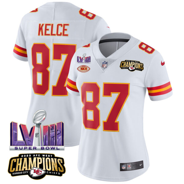 Women's Chiefs AFC West Champions & Super Bowl LVIII Patch Vapor Jersey - All Stitched - Image 44