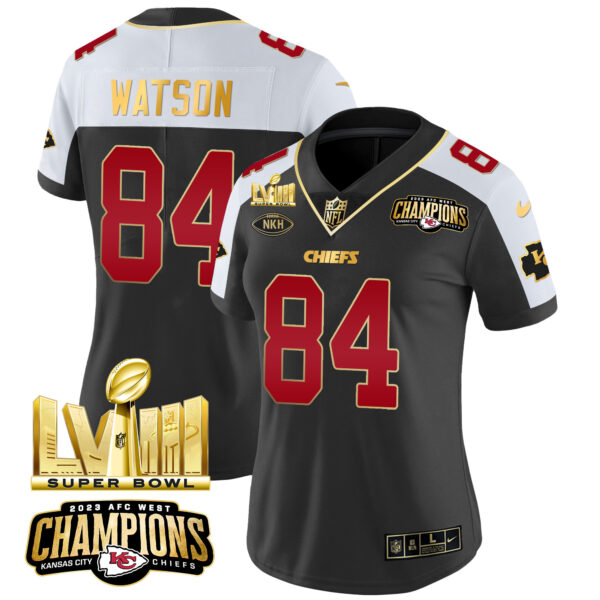 Women's Chiefs AFC West Champions & Super Bowl LVIII Gold Patch Vapor Jersey - All Stitched - Image 5