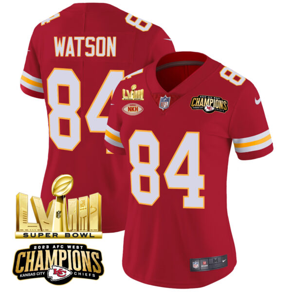 Women's Chiefs AFC West Champions & Super Bowl LVIII Gold Patch Vapor Jersey - All Stitched - Image 40