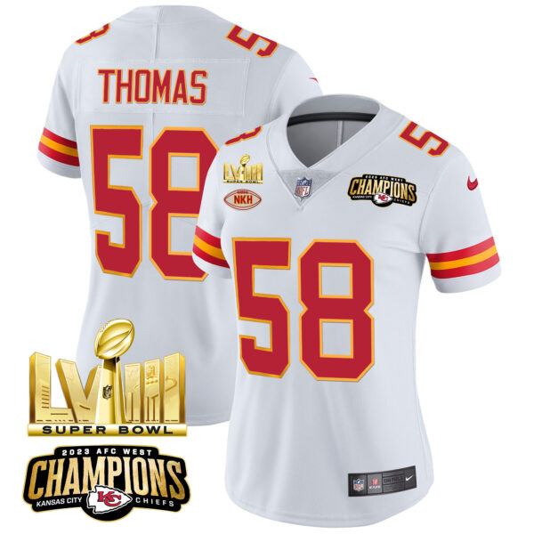 Women's Chiefs AFC West Champions & Super Bowl LVIII Gold Patch Vapor Jersey - All Stitched - Image 45