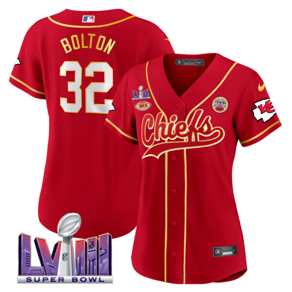 Women's Chiefs Super Bowl LVIII Patch Baseball Jersey - All Stitched - Image 6