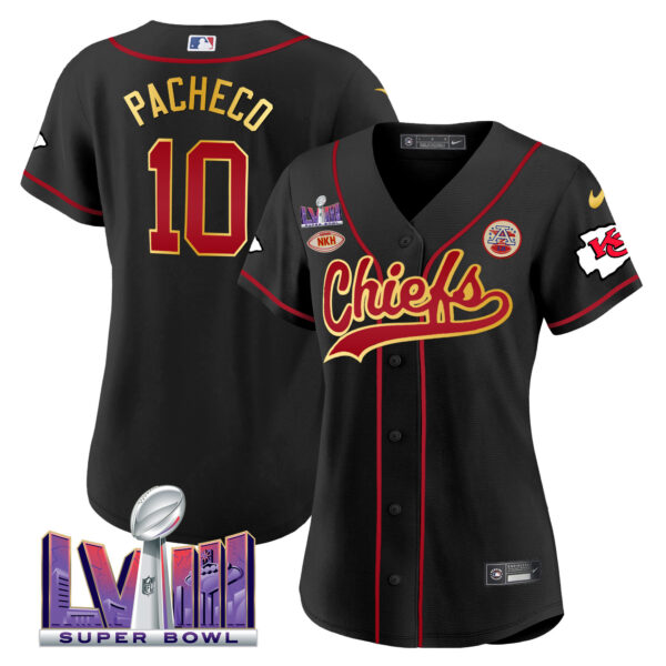 Women's Chiefs Super Bowl LVIII Patch Baseball Jersey - All Stitched - Image 18