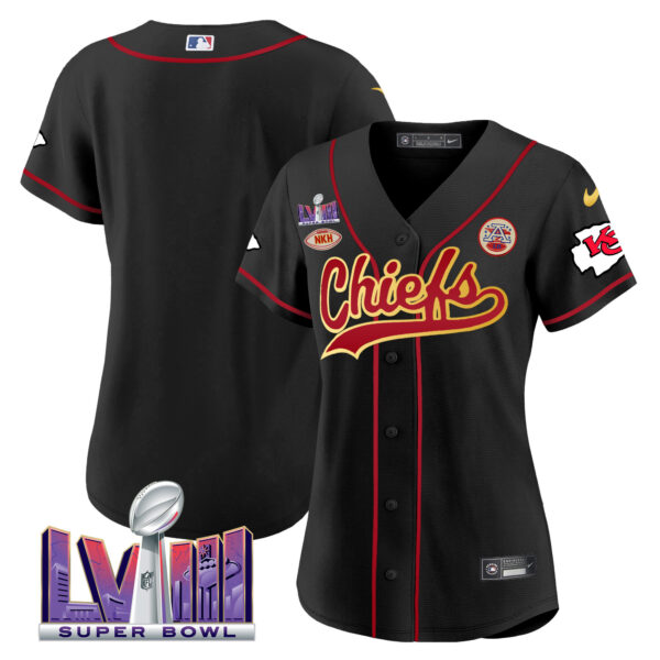 Women's Chiefs Super Bowl LVIII Patch Baseball Jersey - All Stitched - Image 21