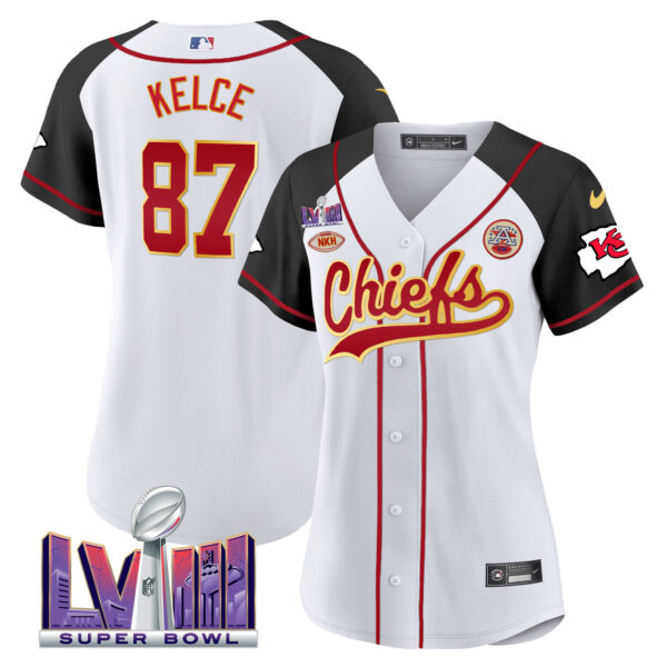Women's Chiefs Super Bowl LVIII Patch Baseball Jersey - All Stitched - Image 30