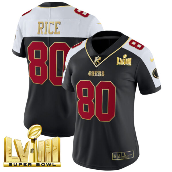 Women's 49ers Super Bowl LVIII Gold Patch Vapor Jersey - All Stitched - Image 6