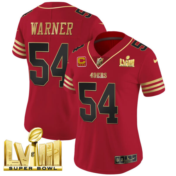 Women's 49ers Super Bowl LVIII Gold Patch Vapor Jersey - All Stitched - Image 25