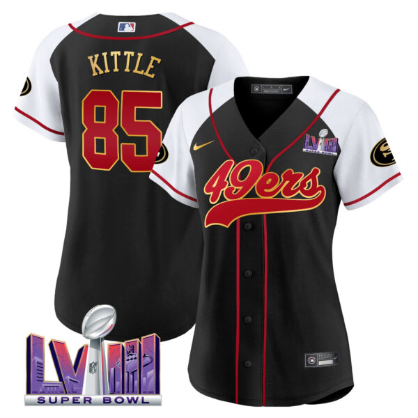 Women's 49ers Super Bowl LVIII Patch Baseball Jersey - All Stitched - Image 34