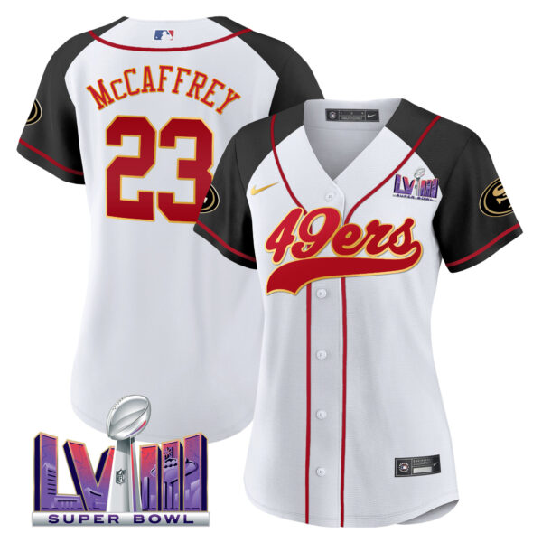 Women's 49ers Super Bowl LVIII Patch Baseball Jersey - All Stitched - Image 41