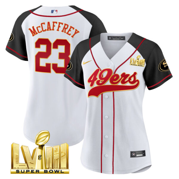 Women's 49ers Super Bowl LVIII Gold Patch Baseball Jersey - All Stitched - Image 41