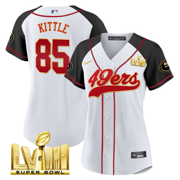 Women's 49ers Super Bowl LVIII Gold Patch Baseball Jersey - All Stitched - Image 44