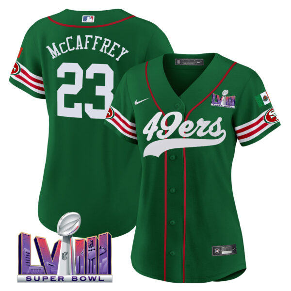 Women's 49ers Mexico Super Bowl LVIII Patch Baseball Jersey - All Stitched - Image 32