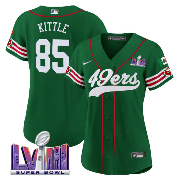 Women's 49ers Mexico Super Bowl LVIII Patch Baseball Jersey - All Stitched - Image 35