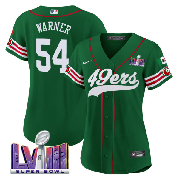 Women's 49ers Mexico Super Bowl LVIII Patch Baseball Jersey - All Stitched - Image 31