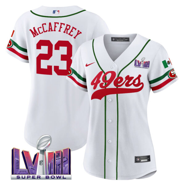 Women's 49ers Mexico Super Bowl LVIII Patch Baseball Jersey - All Stitched - Image 2