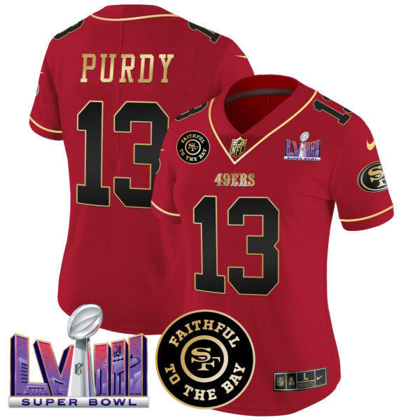 Women's 49ers Faithful & Super Bowl LVIII Patch Vapor Jersey - All Stitched - Image 13
