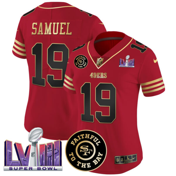 Women's 49ers Faithful & Super Bowl LVIII Patch Vapor Jersey - All Stitched - Image 22
