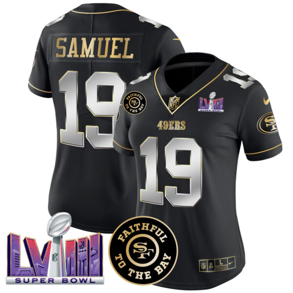 Women's 49ers Faithful & Super Bowl LVIII Patch Vapor Jersey - All Stitched - Image 32