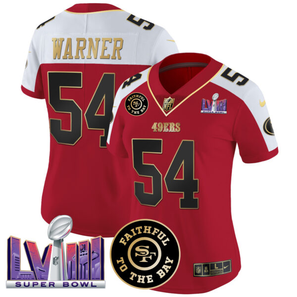 Women's 49ers Faithful & Super Bowl LVIII Patch Vapor Jersey - All Stitched - Image 45
