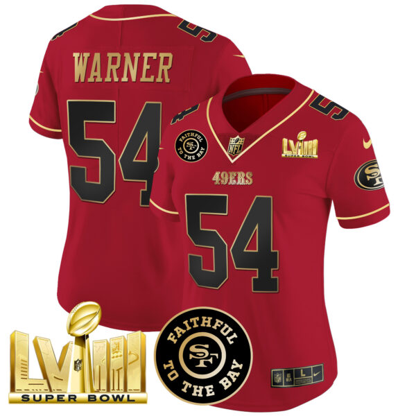 Women's 49ers Faithful & Super Bowl LVIII Gold Patch Vapor Jersey - All Stitched - Image 15