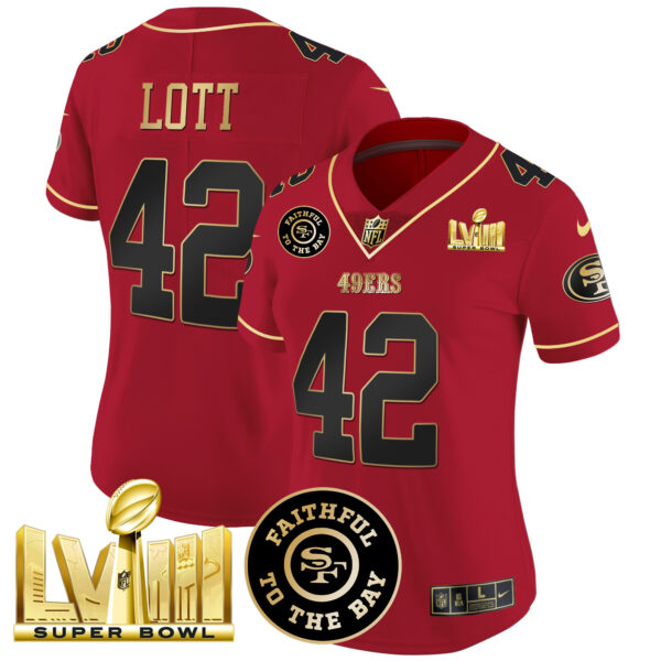 Women's 49ers Faithful & Super Bowl LVIII Gold Patch Vapor Jersey - All Stitched - Image 19