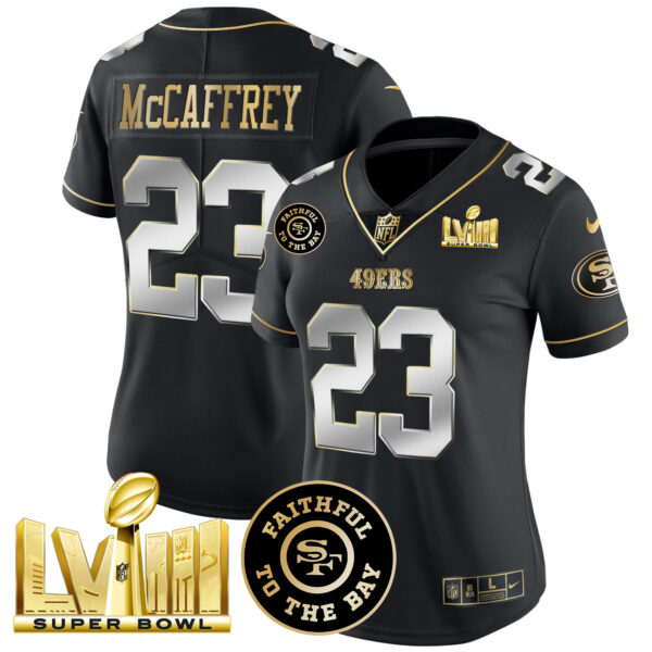 Women's 49ers Faithful & Super Bowl LVIII Gold Patch Vapor Jersey - All Stitched - Image 31